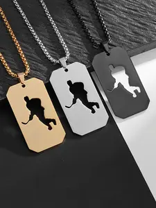 Hockey Player Design Pendant Necklace, Stainless Steel Jewelry for Party, Daily Clothing Decor, Trendy All-match & Exquisite Jewelry for Birthday Gift