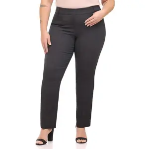 Rekucci Curvy Woman Ease into Comfort  Straight Pant with Tummy Control - Charcoal Texture, 22W
