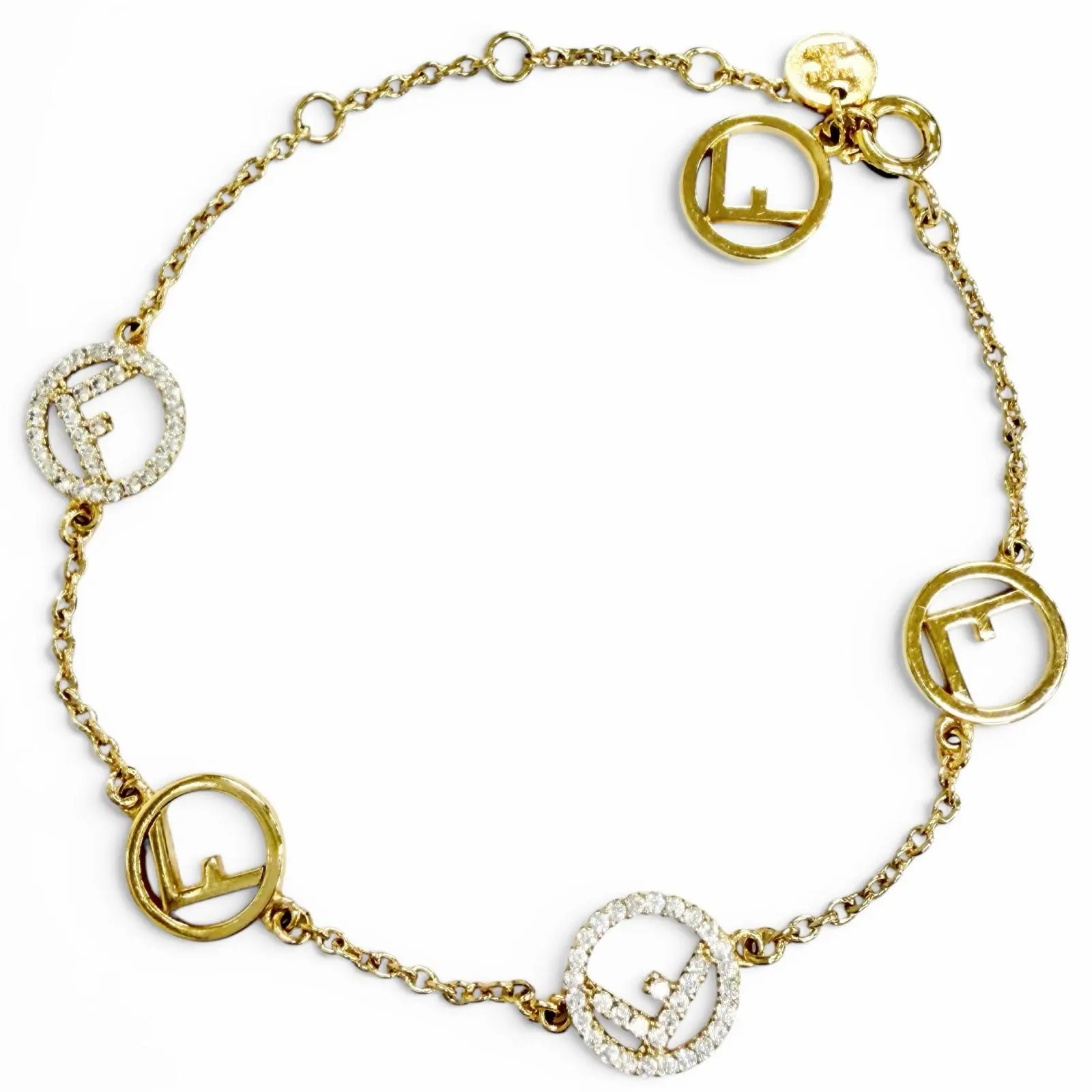 Pre-owned FENDI Gold-plated Small Leather Goods F is Bracelet