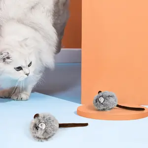 Gray realistic and funny mini plush mouse toy for daily play, a self-entertaining pet toy for cats