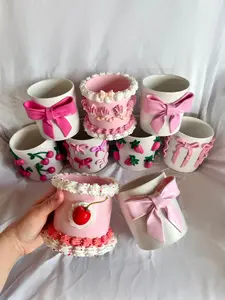 Coquette Pink Planters/ Cute Ceramic Planter/ Girly Pop Planter/ Bow Decor/ Modern ceramic planter/ Boho home decor/ plant lady gifts