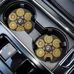 2pcs Revolver Chamber Design Car Cup Holder Coasters, Bullet Pattern Drink Mats, Suitable for Car, Home, and Office Use