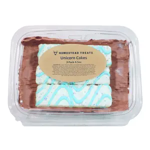 Homestead Treats Unicorn Cakes Freeze Dried Candy Cake - Light & Crunchy Moist Center -  Strawberry cotton Flavors with Light Blue Stripes & Purple Candy Glitter  - Perfect for Snacking - Resealable Container, Freeze-Dried Cake Snack Candies