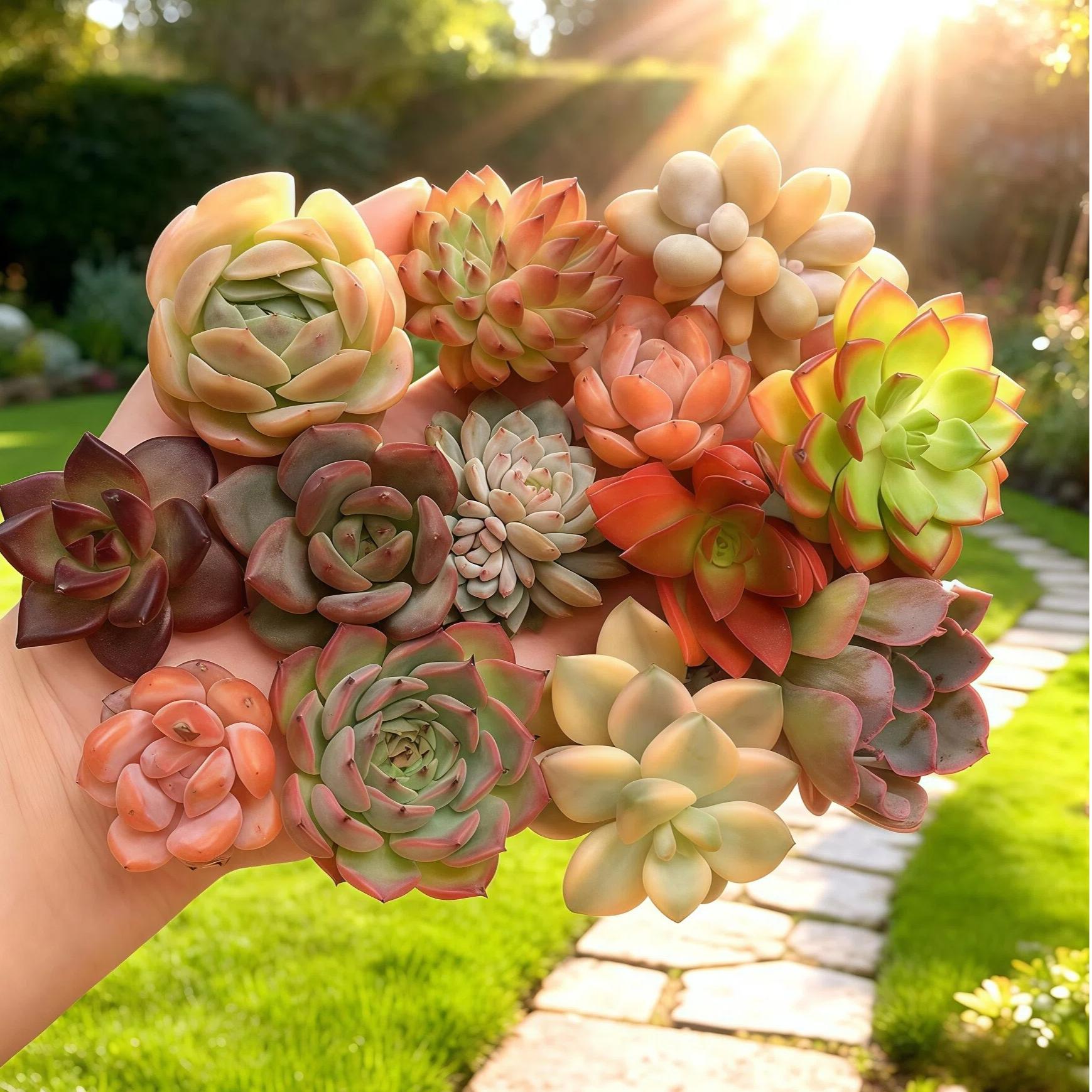 12/15 Pcs Mixed Live Succulents – Assorted Varieties, Random Bulk Succulents with Root Moisture Protection, for Garden, Indoor, Office Desk Decor – Gift Box, Idea for Mother's Day Hardy