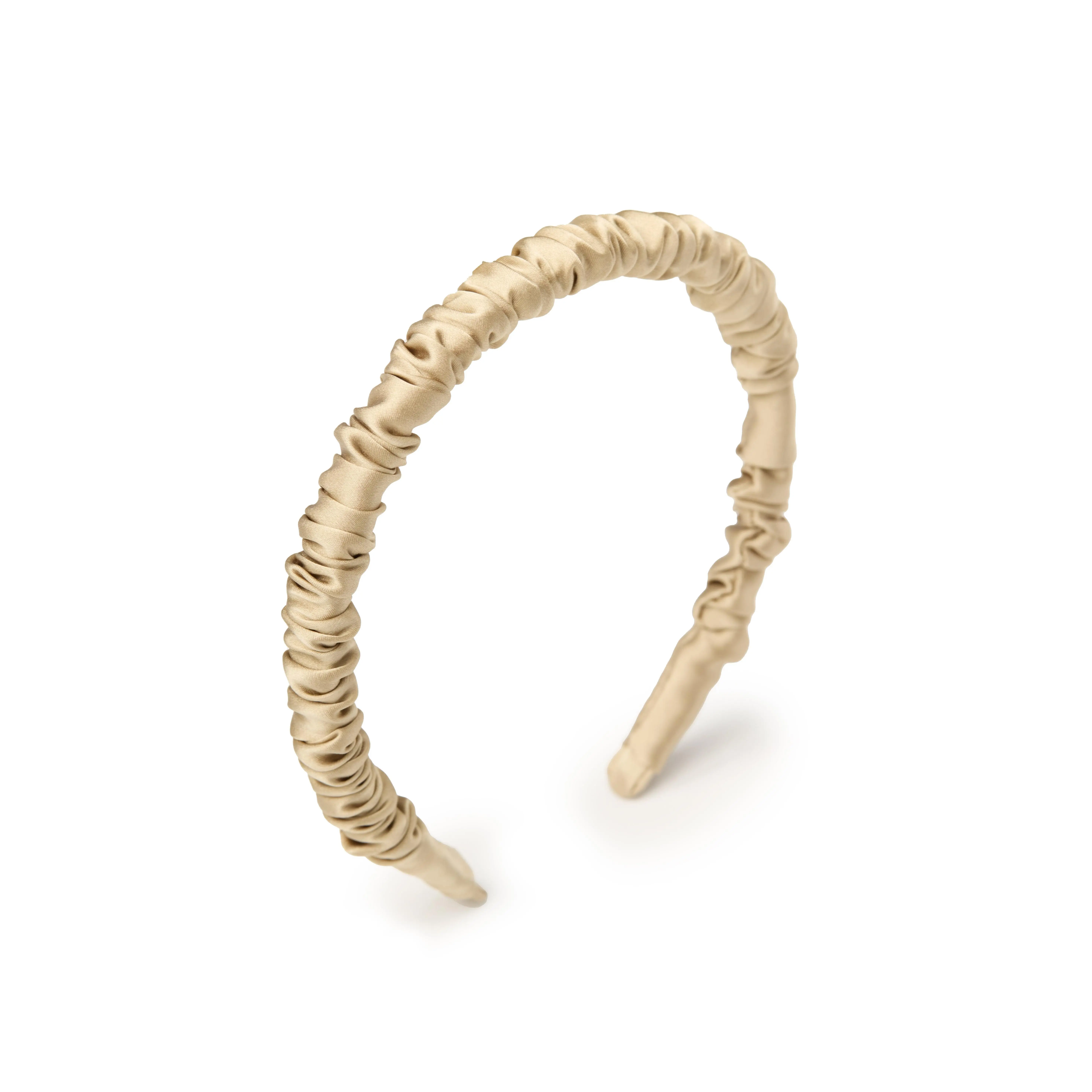 Scrunched Silk Skinny Headband - Apricot
