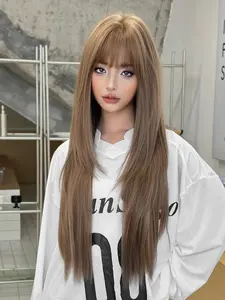 30-Inch Elegant Brown long Layered Cut Wig for women, Synthetic Fiber Wig, Synthetic Hair, Silky Syntehtic Fiber for Daily Office Wear - Sakura Celebrations Glam & Party Street wear Photography - Girls Gift Wig Accessories Wig Accessories