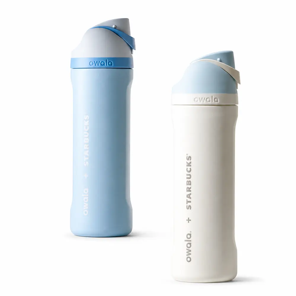 Owala + Starbucks 24oz FreeSip Stainless Steel Water Bottle – Sky Blue & Cream Limited Edition Insulated Bottle with Built-In Straw