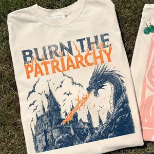 Burn the Patriarchy Feminist Dragon TShirt, Vintage 90s Graphic Tee, Funny Protest Shirt, Clean Look, Goes with Anything, Everyday Basic, Never Outdated