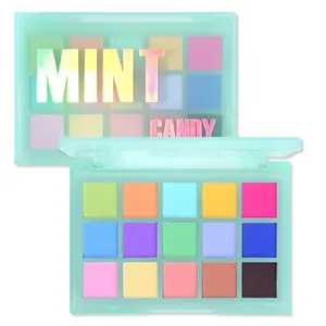 Colorful Matte Makeup Eyeshadow Palette, 15 Shades Vibrant MACARON Pastel Eye Shadow Pallet, High Pigmented Blendable Rainbow Make Up Plattet Kit - Mint Candy