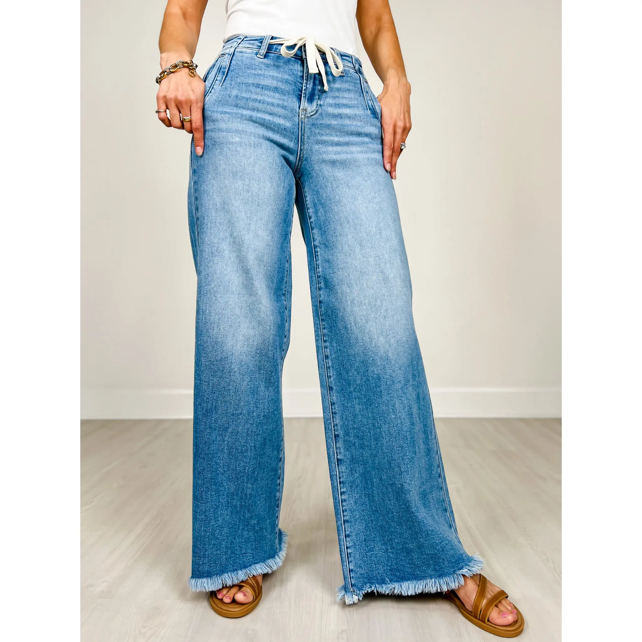 Risen Saylor Drawstring Wide Leg Jean