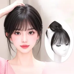Full Human Hair 3D French Fringe Topper for Women – High Crown Volume & Fullness, Covers Gray Hair. Lightweight & Seamless. Face Framing Bangs Synthetic Soft Hairpieces