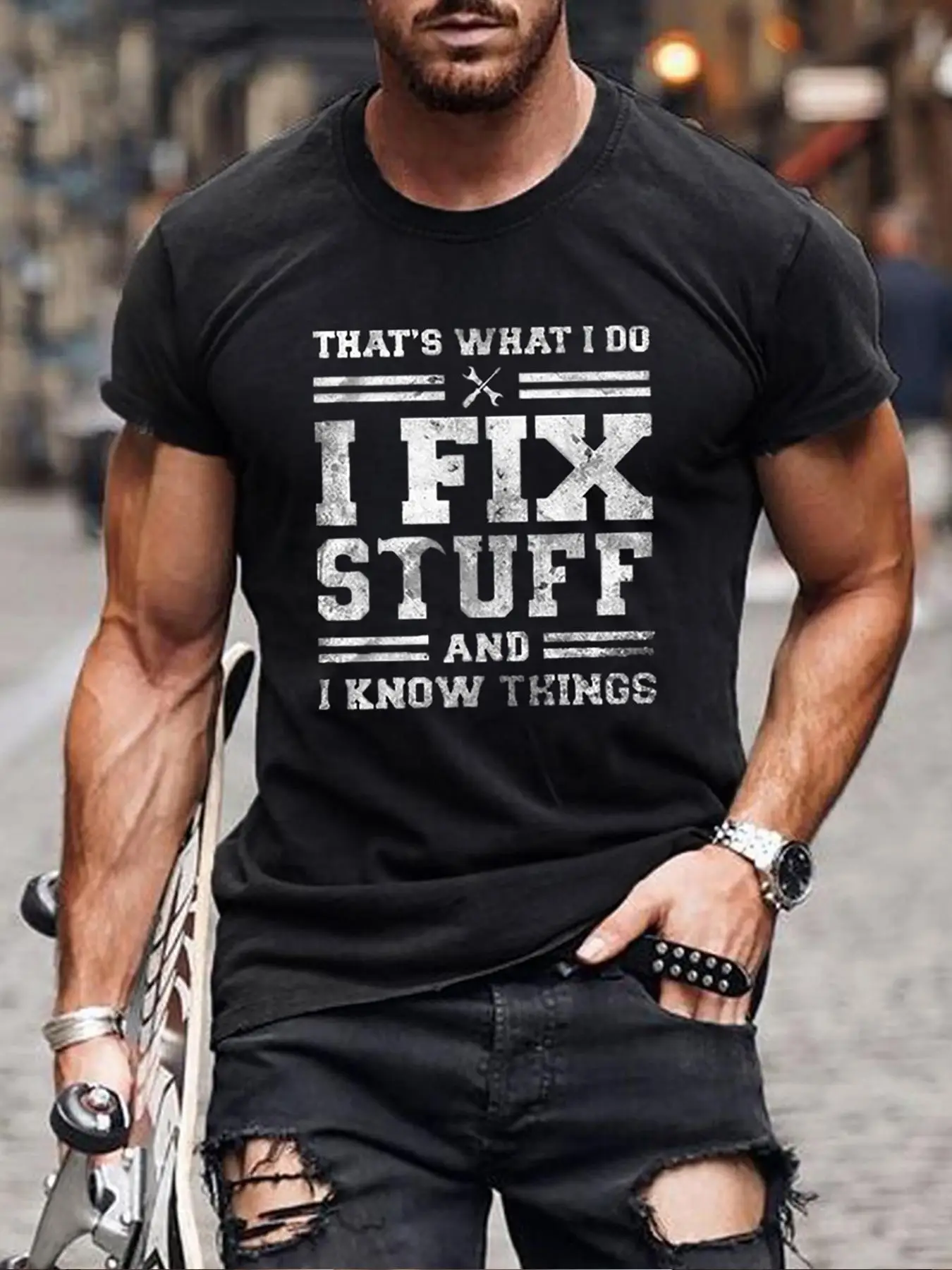 Men's Summer Clothes Letter Print Round Neck Tee, Regular Fit Fashion Casual Crew Neck T-Shirt for Daily Holiday Vacation Outdoor Wear, Men Clothes fo