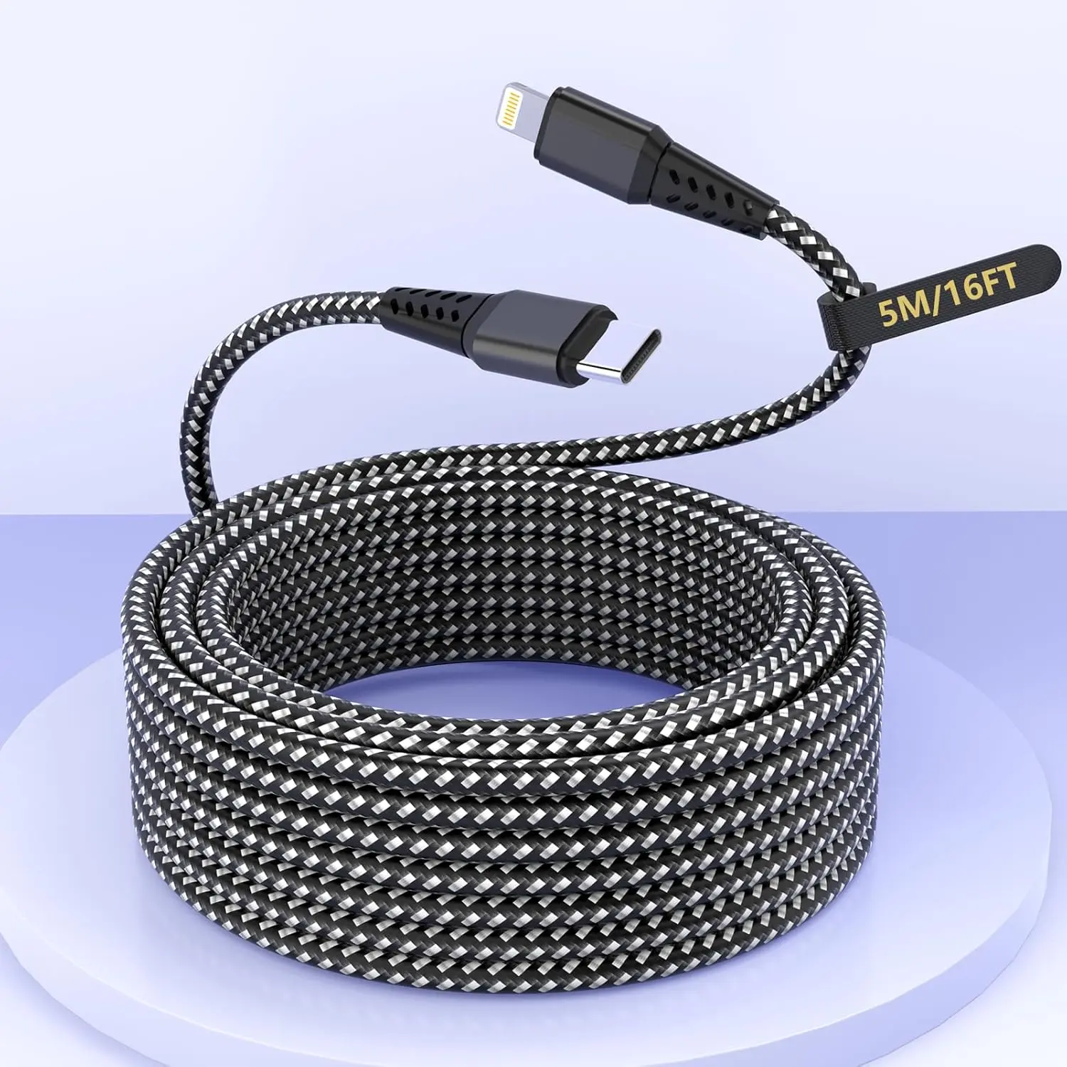 16FT/5M Extra Long USB C to Lightning Charger  for , MFi Certified Charger Cord, Fast  Nylon Braided Sync Data Charge Cord for  14 Pro Max/14/13Pro/12/11/X/XS/XR/8/7/iPad