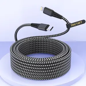 16FT/5M Extra Long USB C to Lightning Charger  for , MFi Certified Charger Cord, Fast  Nylon Braided Sync Data Charge Cord for  14 Pro Max/14/13Pro/12/11/X/XS/XR/8/7/iPad