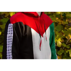 Palestine Pullover Hoodie with Kufiyeh Sleeves - Unisex Cultural Heritage Apparel