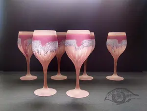 Jupiter Rings Hebron Glass Art Pink Stemware German Lead-Free Cut Crystal Durable Footed Goblets Engrave Names & Messages