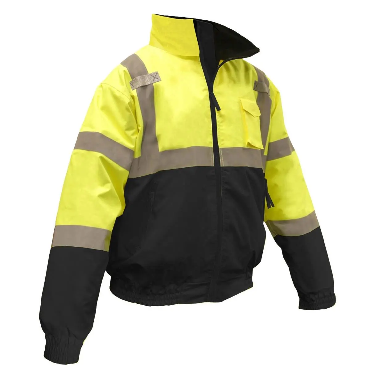 Radians  Class 3 Two-in-One High Visibility Green & Black Bottom Bomber Safety Jacket - 2XL