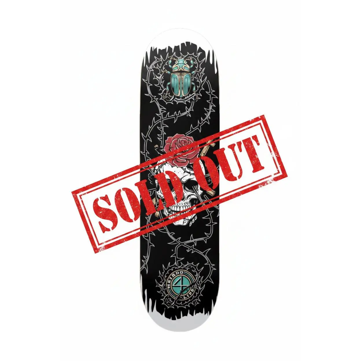 “Red Rose Skull” Skateboard by 888