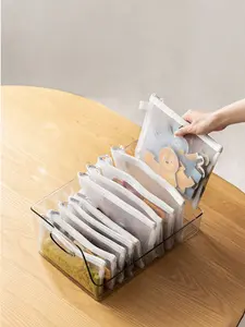 Large Capacity Gridding Waterproof Zip Bag Children's Puzzle Piece Storage Bag Zip File Folder School Office Supplies PencilCase