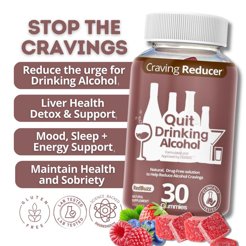 Craving Reducer Quit Alcohol Gummies – Supports Wellness, Liver Health & Daily Balance – Dietary Supplement for Overall Wellbeing
