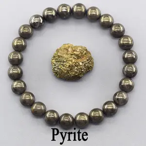 Original Pyrite Beaded Bracelet Men Women Natural Hematite Stone Pyrite Ore Strand Energy Bangle Slimming Health Care Jewelry