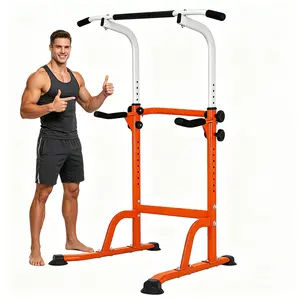 Height-Adjustable Power Tower Pull Up Bar Station, Heavy-Duty H-Base Home Gym Equipment with Push-Up & Dip Station, 330LB Capacity for Family Teens & Adults Core Workouts, Compact Strength Training Gear for Home Gyms