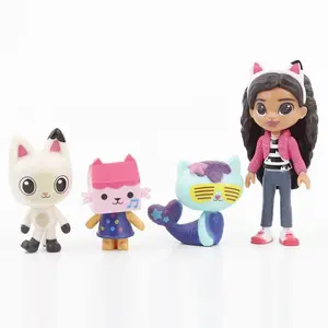 13pcs Gabby Dollhouse Anime Figure Toy Smiling Car Cat Hug Gaby Girl Dolls Mercat Cartoon Action Figure Kids Xmas Birthday Gifts Set Hand Joints Valentine's Animal Building Blocks Cards