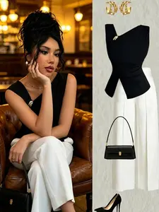 Elegant Women's Pants Set, Comfortable Tank Top and Long Pants, Casual Fashion, Valentine's Day, Dating, Office Wear, Teacher Uniform, Womenswear