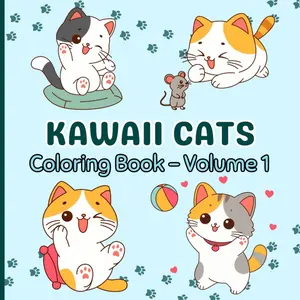 Kawaii Cats Coloring Book: 60+ Cute and Easy Coloring Pages for Kids & Adults Seeking Relaxation and Stress Relief (Volume 1) (Kawaii Cats Coloring Book - Series) Paperback – March 11, 2024