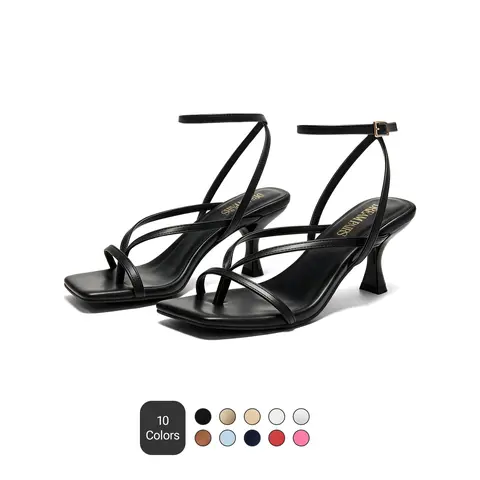 Dream Pairs Women's Kitten Heel Sandals - Square Open Toe, Strappy Ankle Strap, Cushioned Breathable Classy Dress Pumps, Steady Lift, All Seasons, for Parties | Shoes for Women, Sandals Women