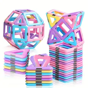 Magnetic Building Blocks Toy Set, 30/60/100 Pieces, Magnetic Tiles Stacking, Stem Education Toys for Kids Ages 3-6, Macaron Color Mix, Creative Gift