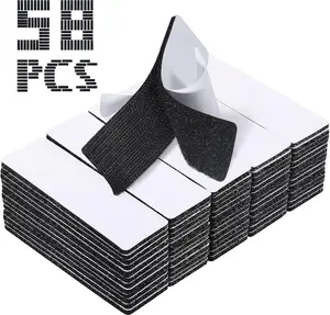 Hook and Loop Strips with Adhesive 1x4IN 58 Pairs/116 Strips,Hook and Loop Bulk Black Strong Sticky Back Fastener, Heavy Duty Double-Sided Adhesive Tape for Home Office School and Crafting