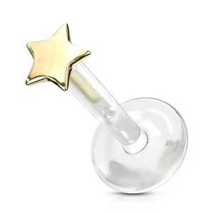 16G Gold Star 14kt Bioflex Labret Post