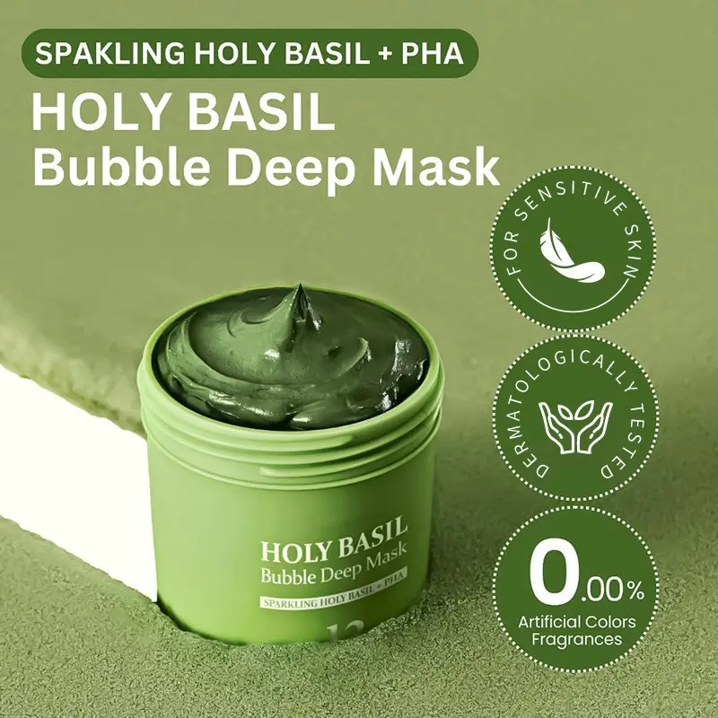 Holy Basil Sparking Bubble Maskbaok Skin Clearing Mask Deep Cleansing Mask Face Mask
