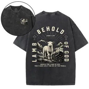 Behold Lamb of God Christian T-Shirt for Men Women, John 1:29 Bible Verse Religious Shirt, Unisex Short Sleeve Faith Gift for Church Worship, Prayer Meeting, Sunday Service, Bible Study and Easter Gift
