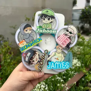 Kpop Chibi Idol MagSafe Phone Grip – Cute Cartoon Fan Art Magnetic Pop Socket & Kickstand – Kpop Lover Gift Accessory for iPhone