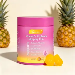 Her Juicy Feminine Probiotics Gummies 60 Count, Hawaiian Pineapple All-in-One Supplement with Slippery Elm, Prebiotics & Probiotic Blend, Women’s pH Balance & Dryness Relief, Gut Health Feminine Vitamins