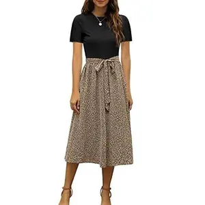 Zattcas Midi Dress for Women Short Sleeve Modest Dress, Work Teacher Dress