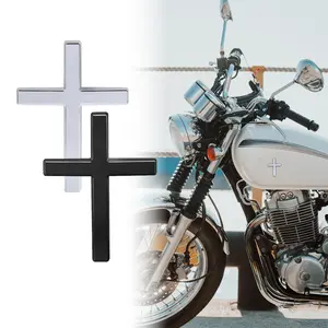 Christian Cross Sticker with Chrome Finish Universal Fit for Cars Motorcycle & SUV, 2.6"*1.85" Vehicle Decor, Durable Zinc Alloy Faith Symbol