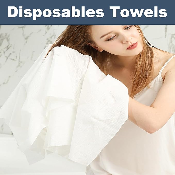 Disposable Bath Towels, 10 Pack 55" x 27.5" Ultra Soft, Quick Dry Disposable Body Towel, Portable Travel Towel for Hotel Camping Beach Swimming Gym Sauna Spa, Personal Care Pet Towels