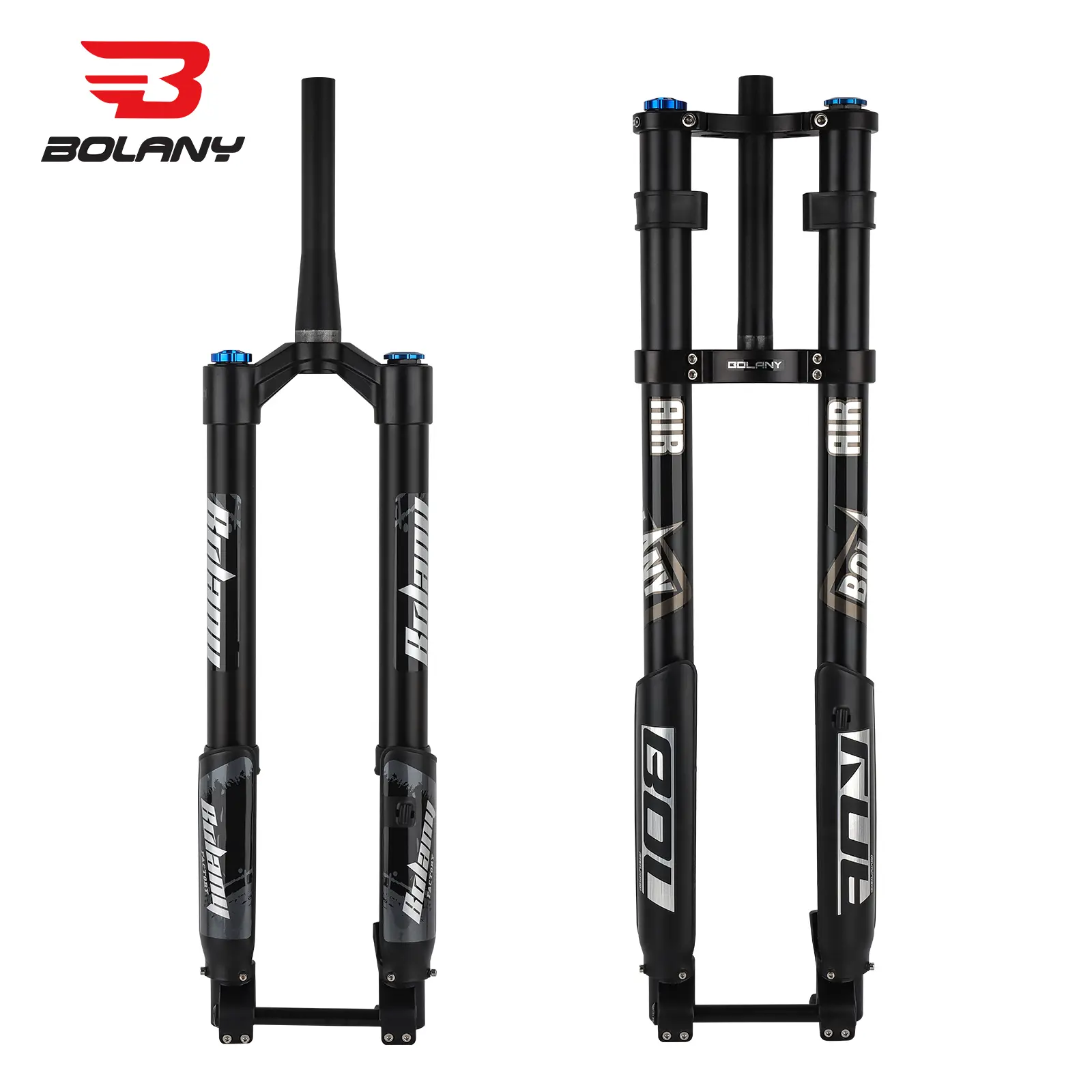 BOLANY Eectric Bicycle Air Suspension 15*150mm Damping Fork 160MM Thru Axle Inverted Fork Shoulder Tapered Rebound Adjustable