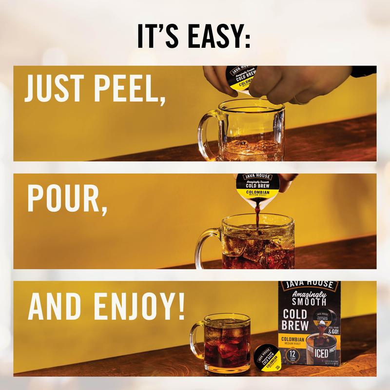 Java House Cold Brew Latte Coffee Concentrate Single Serve Liquid Pods by Java House, Peel and Pour (Pack of 12, Salted Caramel Latte)