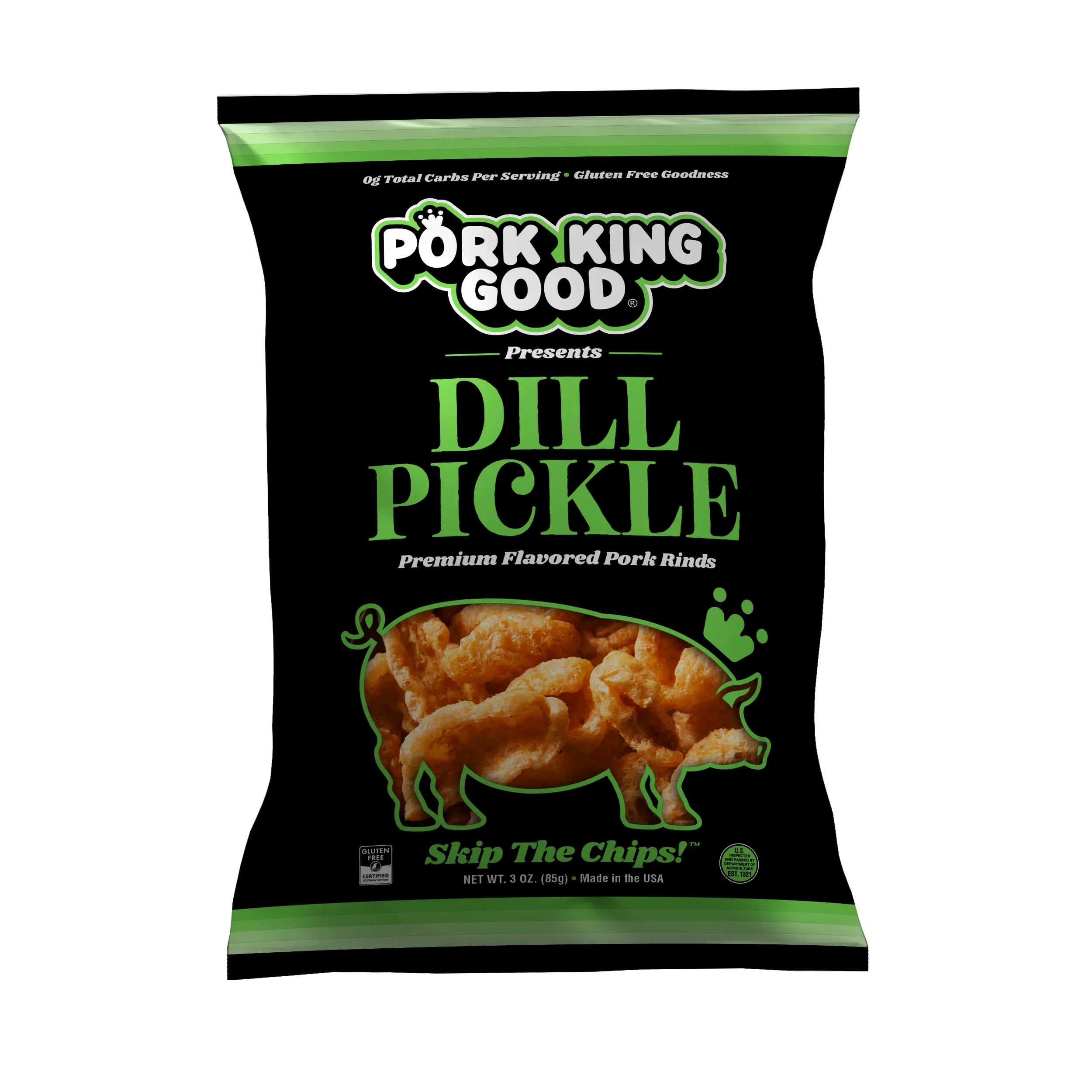 Pork King Good Dill Pickle Pork Rinds - 3 oz
