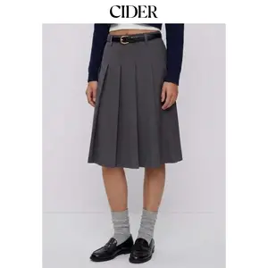 Cider Low Rise Pleated Midi Skirt