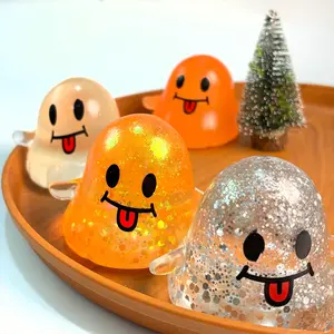 1-Pack Halloween Ghost-Shaped Maltose Squishy Sensory Fidget Toy, Figurines Fidgets, Squeezable Toy - Stress Relief Soft Toy for Adults & Kids, Funny Prank Toy Ideal for Party Favors