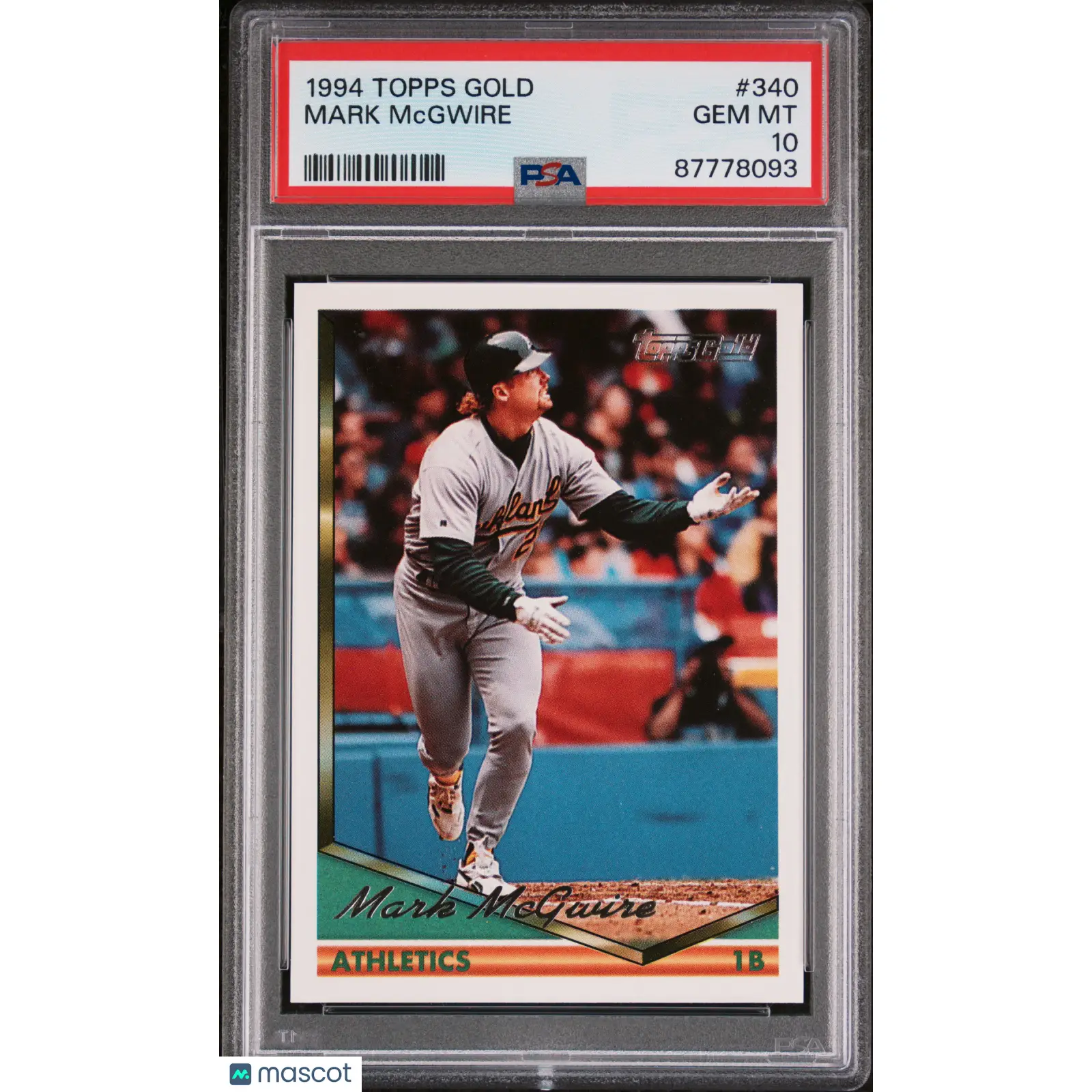 Mark Mcgwire PSA 1994 Topps Gold Baseball #340 10 87778093