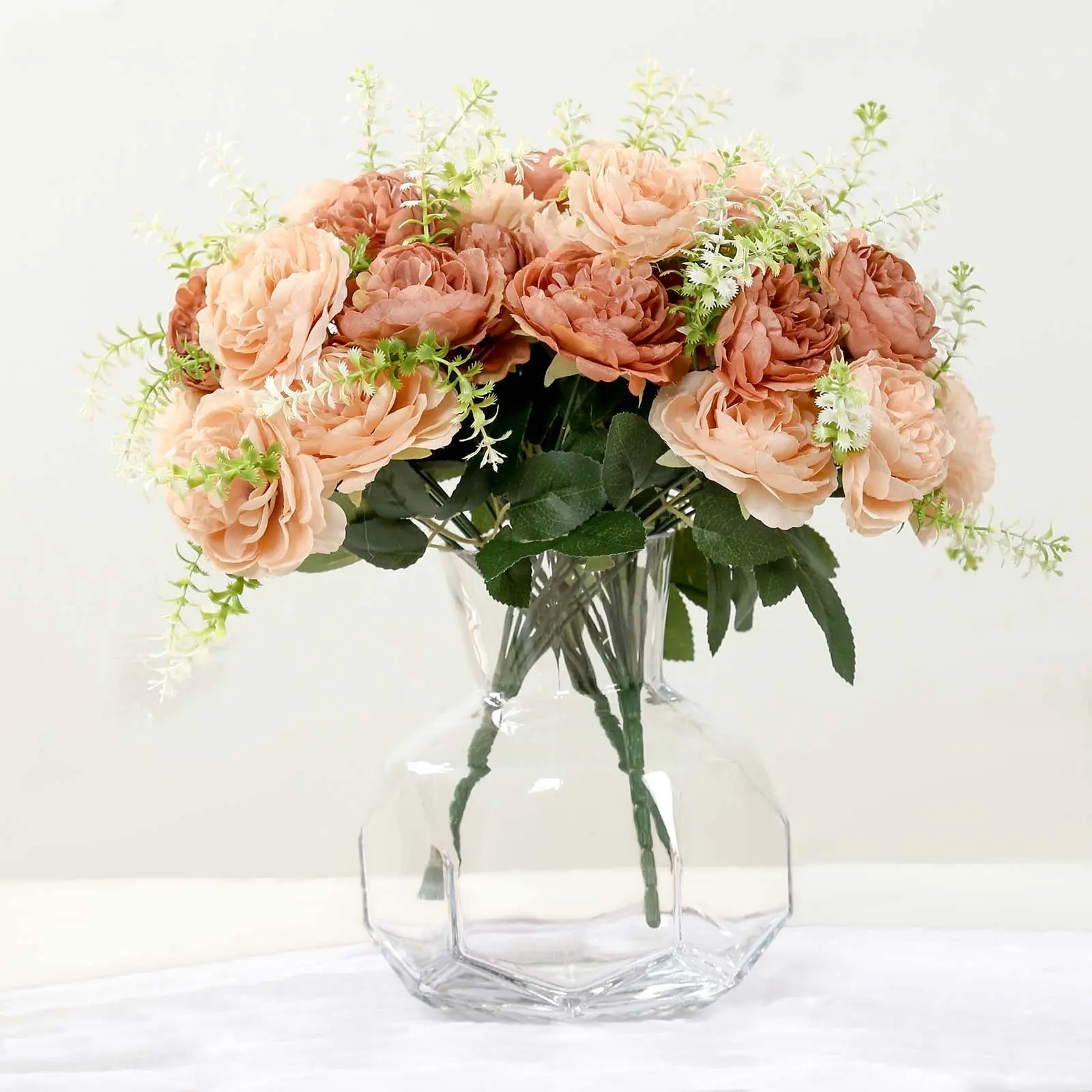 2-Pack Faux Silk Peonies Bouquet - 14in Artificial Floral Decor for Wedding Centerpieces, Home Decor, Anniversary, Faux Silk Flowers