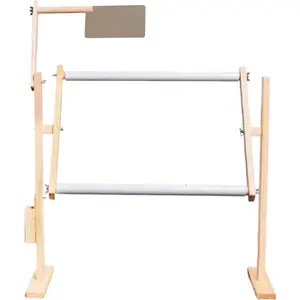 Adjustable Height Wooden Embroidery Floor Stand Needlework Stand Frame Holder Cross Stitch Embroidery Frame for Stitching Sewing Craft