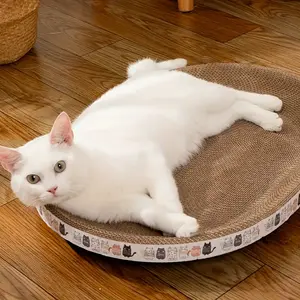 Luxurious oval cat scratch sofa - Vertical Scratcher, Durable corrugated cardboard pad, comfortable pet relaxation and play bed