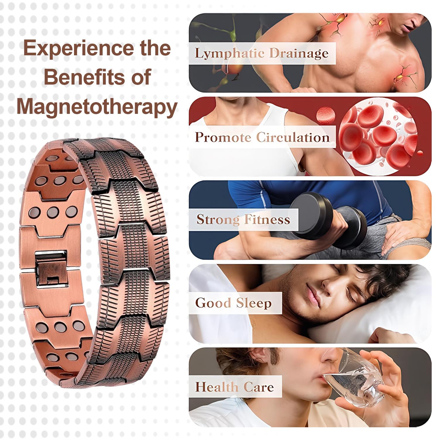 3x Men's Copper Bracelet Triple Super Magnet, Magnetic Bracelet with Adjustable Size Tool, Relieves Joint Pain and Improves Energy Circulation  Strong Magnetic Bracelet Men's Valentine's Day Father's Day Jewelry Gift